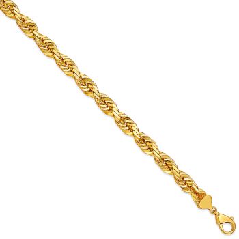 7mm Diamond-Cut Rope Chain Necklace 14K Gold 2