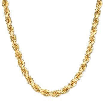 7mm Diamond-Cut Rope Chain Necklace 14K Gold