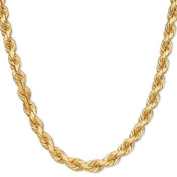 8mm Diamond-Cut Rope Chain Necklace 14K Solid Gold