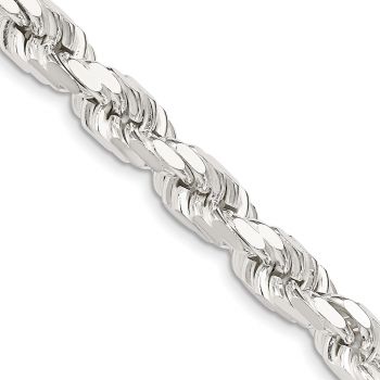 Italian 8mm Sterling Silver Diamond-Cut Rope Chain 2