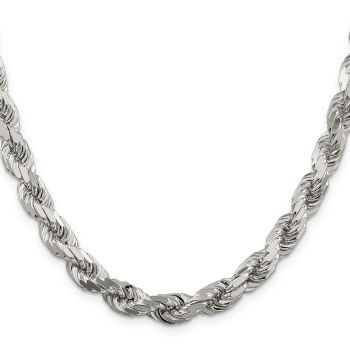 Italian 8mm Sterling Silver Diamond-Cut Rope Chain