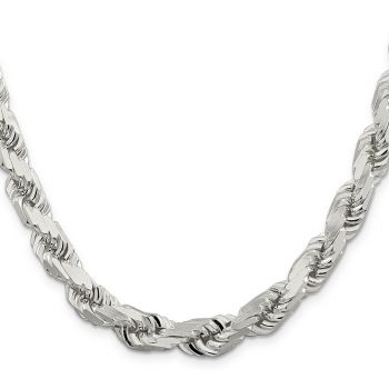 Heavy Italian 9mm Silver Diamond-Cut Rope Chain