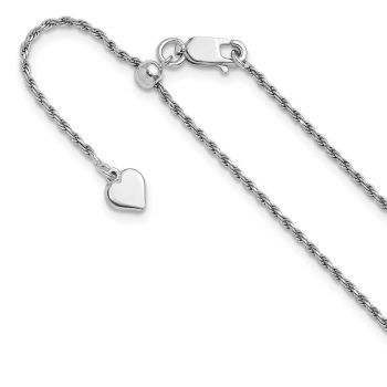 Italian 1.4mm Adjustable Rope Chain Necklace in Sterling Silver 2