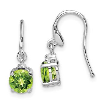1.82 Carat French-Wire Peridot Earrings, Sterling Silver