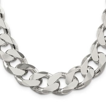 Heavy 16.25mm Silver Curb Link Chain