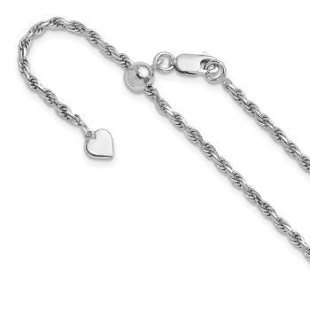 Italian 2.25mm Adjustable Rope Chain Necklace in Sterling Silver 2
