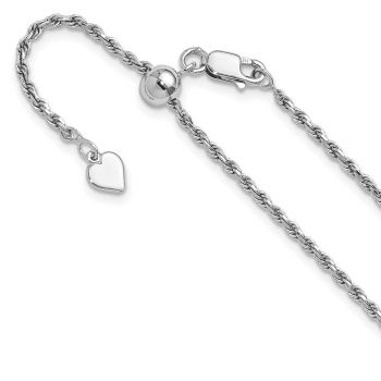 Italian 2mm Adjustable Silver Rope Chain Necklace 2