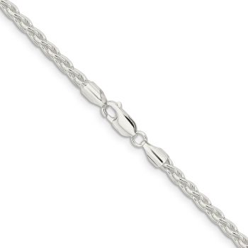 Italian 3.7mm Silver Round Parisian Wheat Chain Necklace 3