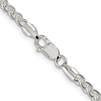 Italian 3mm Round Parisian Wheat Chain Necklace in Sterling Silver 3