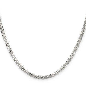 Italian 3mm Round Parisian Wheat Chain Necklace in Sterling Silver