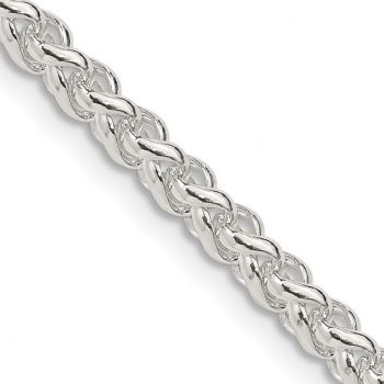 Italian 4mm Round Parisian Wheat Chain Necklace in Sterling Silver 2