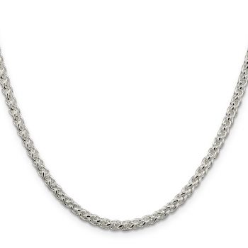 Italian 4mm Round Parisian Wheat Chain Necklace in Sterling Silver