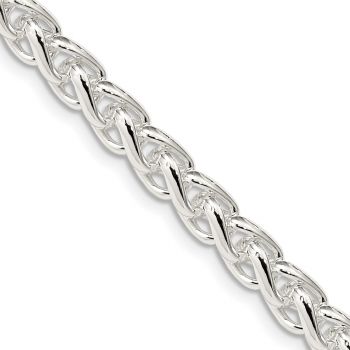Italian 6mm Round Parisian Wheat Chain Necklace in Sterling Silver 2