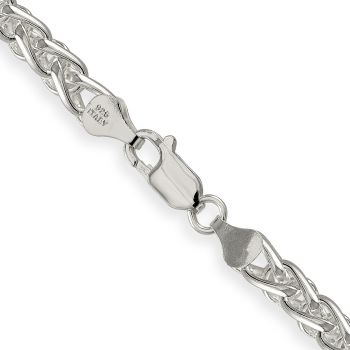 Italian 6mm Round Parisian Wheat Chain Necklace in Sterling Silver 3