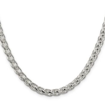 Italian 6mm Round Parisian Wheat Chain Necklace in Sterling Silver