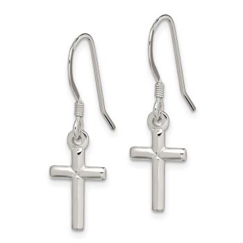 Shepherd's Hook Dangle Cross Earrings in Silver 2