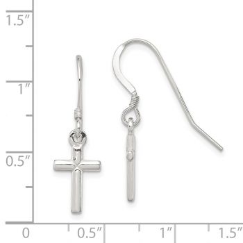 Shepherd's Hook Dangle Cross Earrings in Silver 3