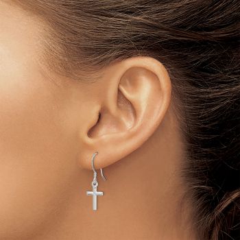 Shepherd's Hook Dangle Cross Earrings in Silver 4