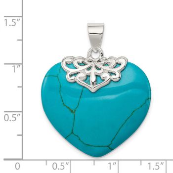 Large Heart Shaped Turquoise Pendant, Sterling Silver 4