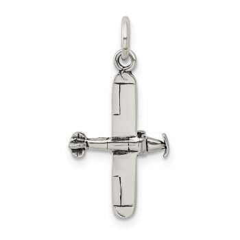 Silver Old-Fashioned Airplane Charm Pendant 3