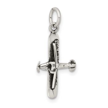 Silver Old-Fashioned Airplane Charm Pendant 4