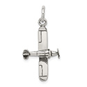 Silver Old-Fashioned Airplane Charm Pendant