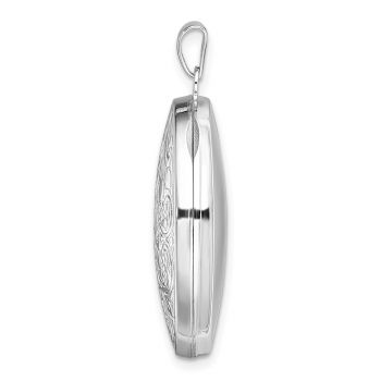 Oval Paisley Scroll Work Locket Pendant Necklace in Sterling Silver 2