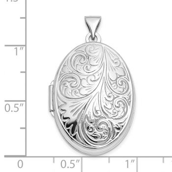 Oval Paisley Scroll Work Locket Pendant Necklace in Sterling Silver 5