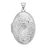 Oval Paisley Scroll Work Locket Pendant Necklace in Sterling Silver