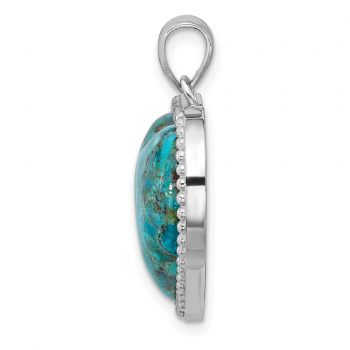 Turquoise Heart Pendant in Sterling Silver with Beaded Edge 2