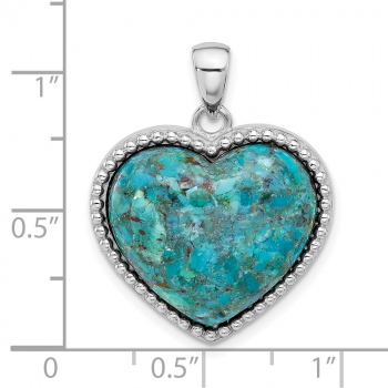 Turquoise Heart Pendant in Sterling Silver with Beaded Edge 3