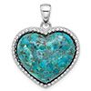 Turquoise Heart Pendant in Sterling Silver with Beaded Edge