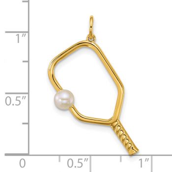 14K Gold Pickleball Racket and Cultured Pearl Ball Pendant 2