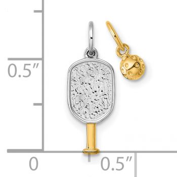 14K Two-Tone Gold Pickleball Paddle Pendant and Ball Charm Set 4