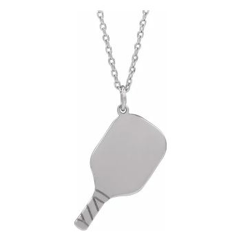 Silver Pickleball Paddle Necklace with Initials 2