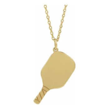 Personalized Pickleball Paddle Necklace in 14K Gold 2