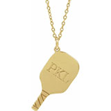 Personalized Pickleball Paddle Necklace in 14K Gold