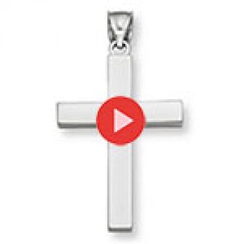 Men's 14K Solid White Gold Polished Cross Pendant 2