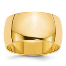 14K Gold Plain Polished Wide 10mm Wedding Band Ring