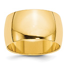 Plain Wide 12mm 14K Gold Wedding Band Ring