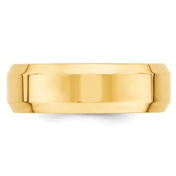 14K Gold Beveled 7mm Wedding Band Ring for Men 2