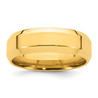 14K Gold Beveled 7mm Wedding Band Ring for Men