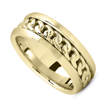 14K Gold Link Chain Wedding Band Ring 2