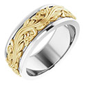 14K Two-Tone Gold Sculpted Paisley Wedding Band Ring for Men