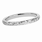 2mm 14K White Gold Hand-Etched Paisley Wedding Band