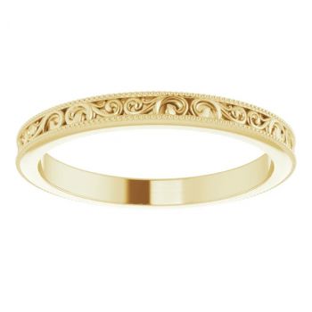 2.5mm 14K Gold Paisley Wedding Band Ring for Women 3