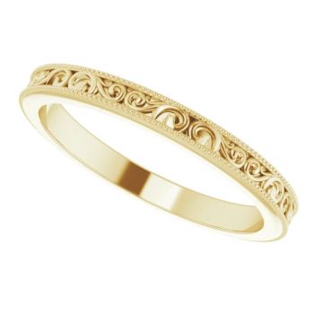 2.5mm 14K Gold Paisley Wedding Band Ring for Women 5
