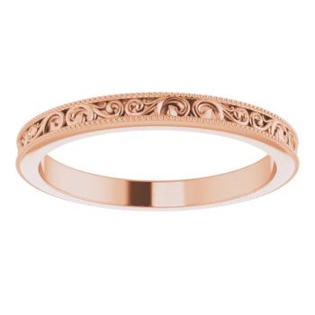 2.5mm Women's 14K Rose Gold Paisley Wedding Band Ring 3