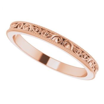 2.5mm Women's 14K Rose Gold Paisley Wedding Band Ring 5