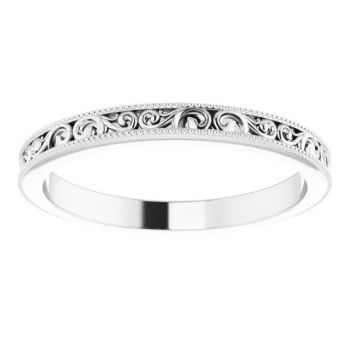 2.5mm Women's Paisley Wedding Band Ring in 14K White Gold 3